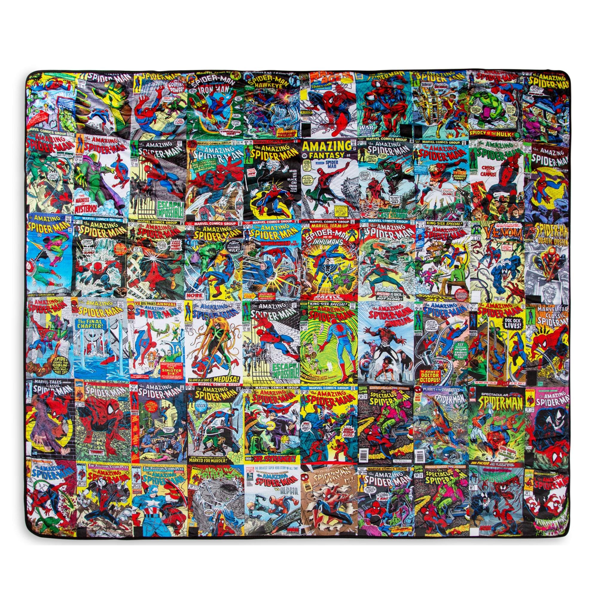 Marvel Spider-Man 60Th Anniversary Special Edition Fleece Throw Blanket With Blue Sherpa Backing | Plush Soft Polyester Cover Fo