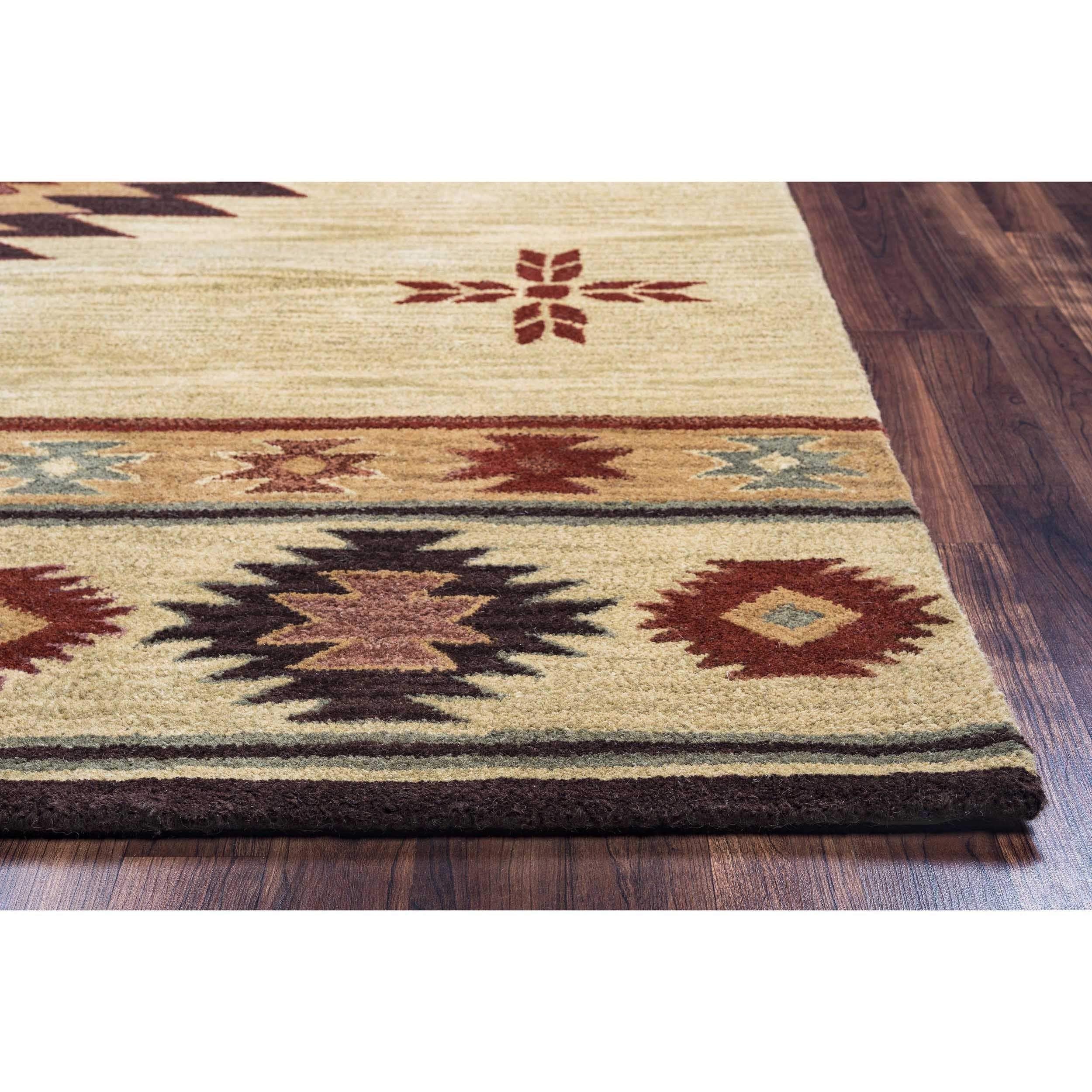 Rizzy Home Alora Decor Ryder 3' X 5' Tribal Khaki/Brown/Burgundy/Sage Hand-Tufted Area Rug
