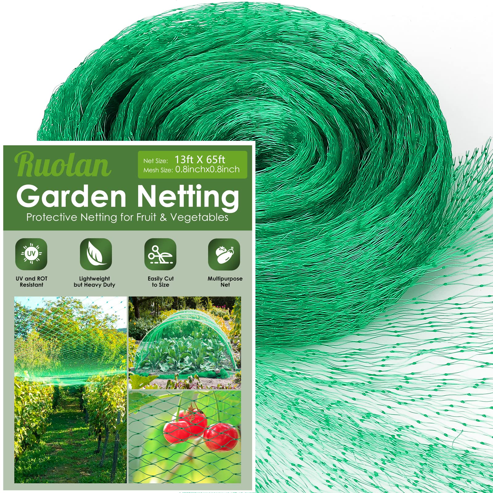 Ruolan Bird Netting For Garden Protect Vegetable Plants And Fruit Trees,Plastic Trellis Netting For Birds, Deer,Squirrels And Ot