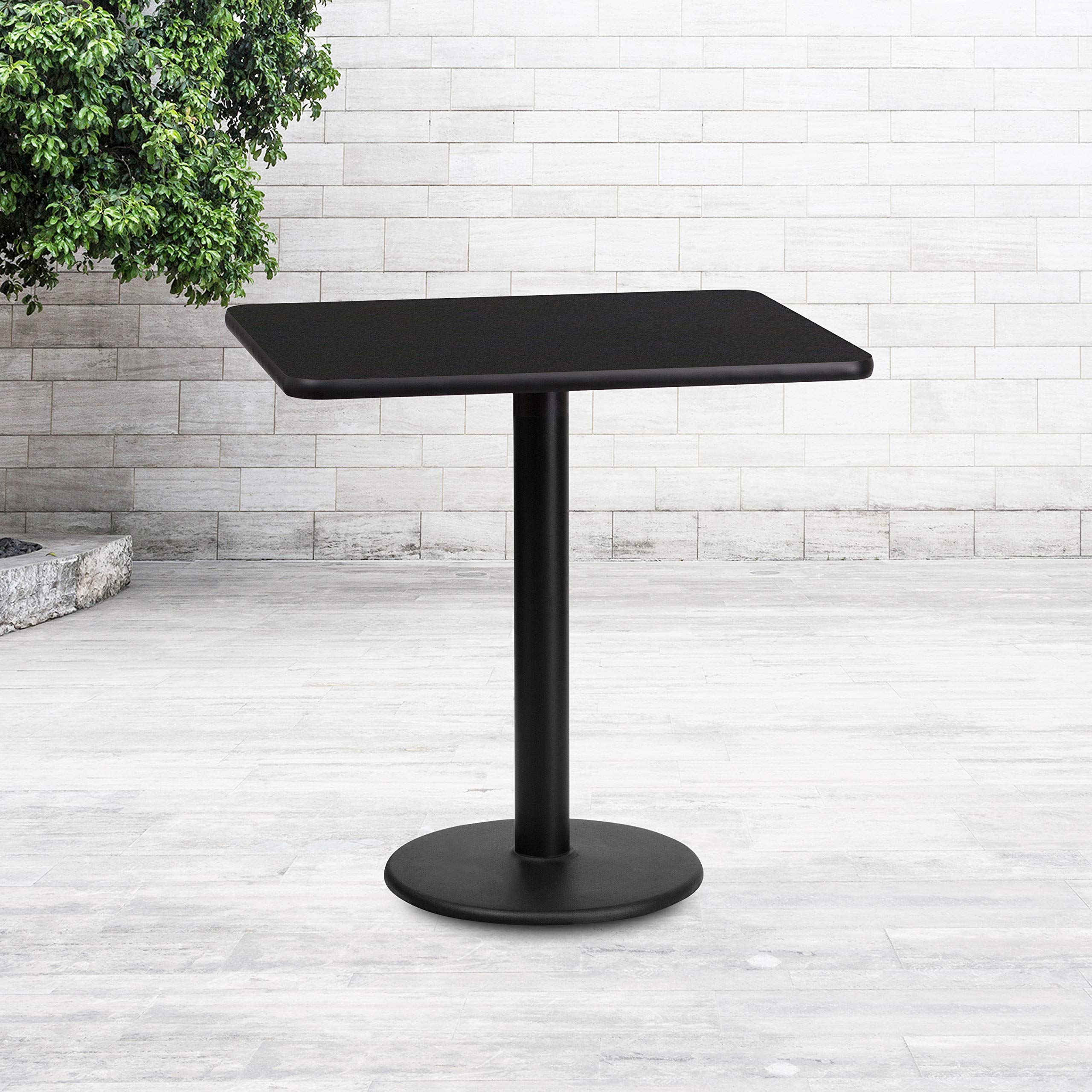 Flash Furniture 24'' X 30'' Rectangular Black Laminate Table Top With 18'' Round Table Height Base