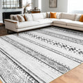 BESTSWEETIE 8x10 Area Rug for Living Room Washable Rug Moroccan Farmhouse Neutral Geometric Soft Low Pile Non-Slip Water Repelle