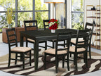 East West Furniture DUPF7-BLK-C 7 Piece Dining Room Table Set Consist of a Rectangle Kitchen Table and 6 Linen Fabric Upholstered Dining Chairs, 36x60 Inch, Black