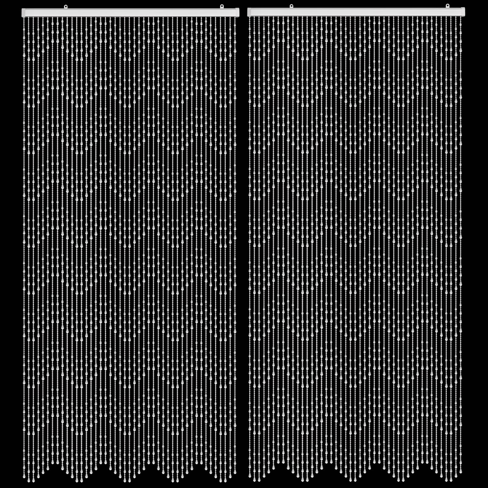 Geecomfy Crystal Beaded Curtain 2 Panels 35.5 X 79 Inches 45 Strands Acrylic Hanging Door Beads String Curtain Room Divider For