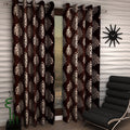 Kiara Creations Damas Printed Eyelet Curtains for Window 6 Feet (Pack of 2) Brown