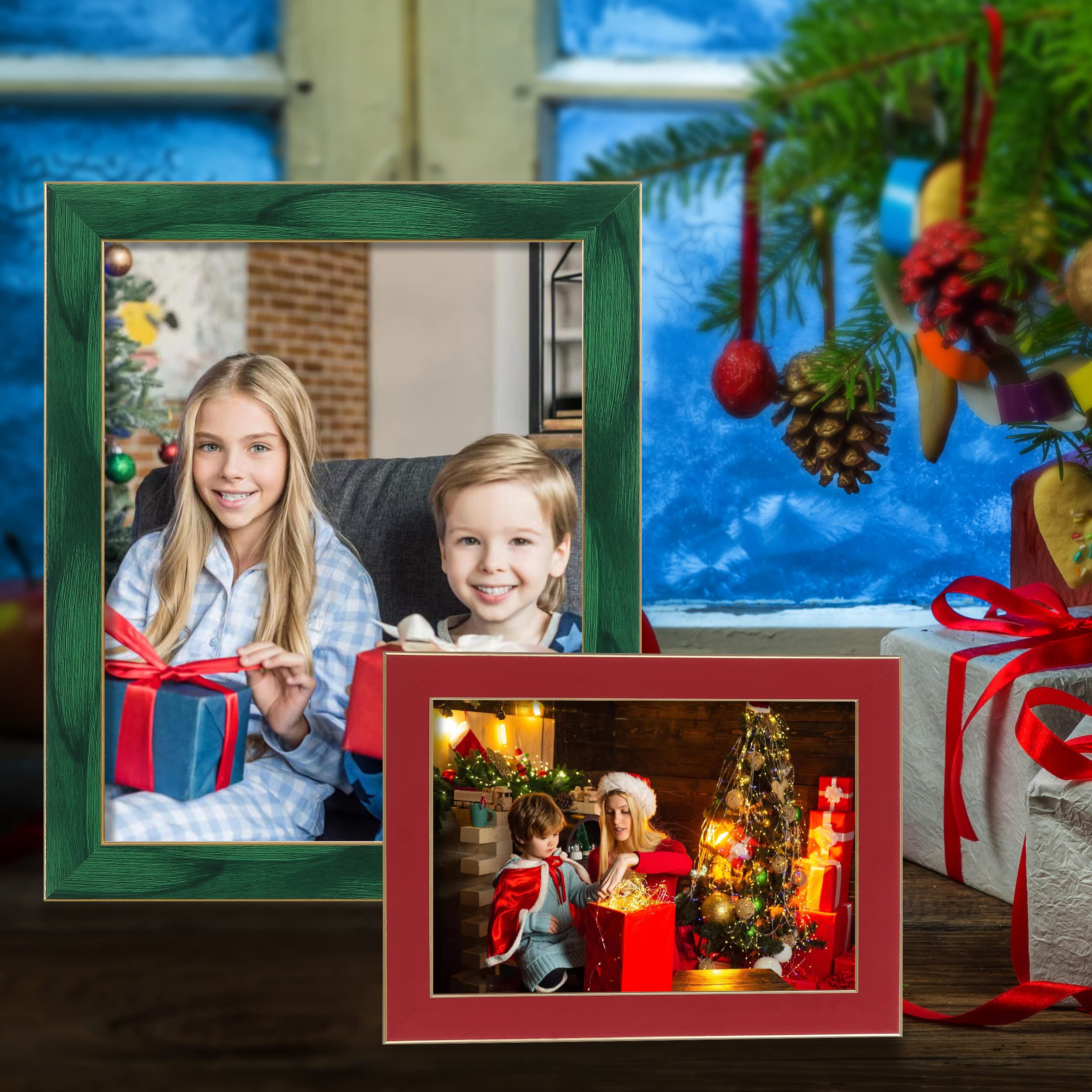 CORE ART 5x7 Picture Frames Set of 2, Green Colorful Frame with HD Plexiglass for Wall or Tabletop Display