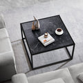 Saygoer Black Coffee Table Small Square Coffee Table Simple Modern Center Table For Living Room Home Office 27.6 * 27.6 * 15.7Inch Easy Assembly, Black Faux Marble