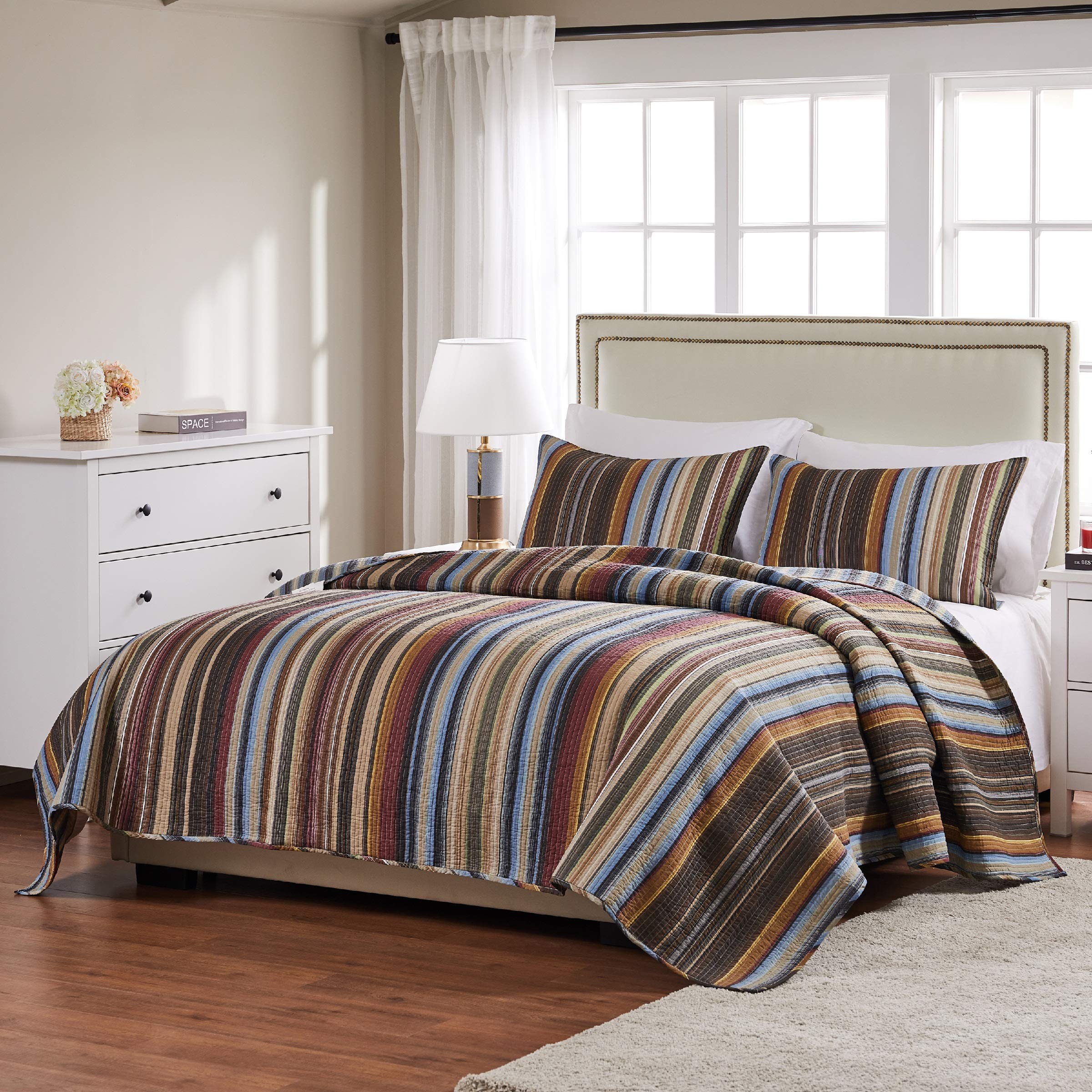 Greenland Home Barefoot Bungalow Durango Quilt Set, Full/Queen, Natural,Gl-1603Nmsq, 3-Piece