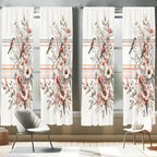 Ambesonne Birds and Nature Window Curtains Pack of 2, Autumnal Composition of Muted Leafy Floral with Sparrowbird, Lightweight S