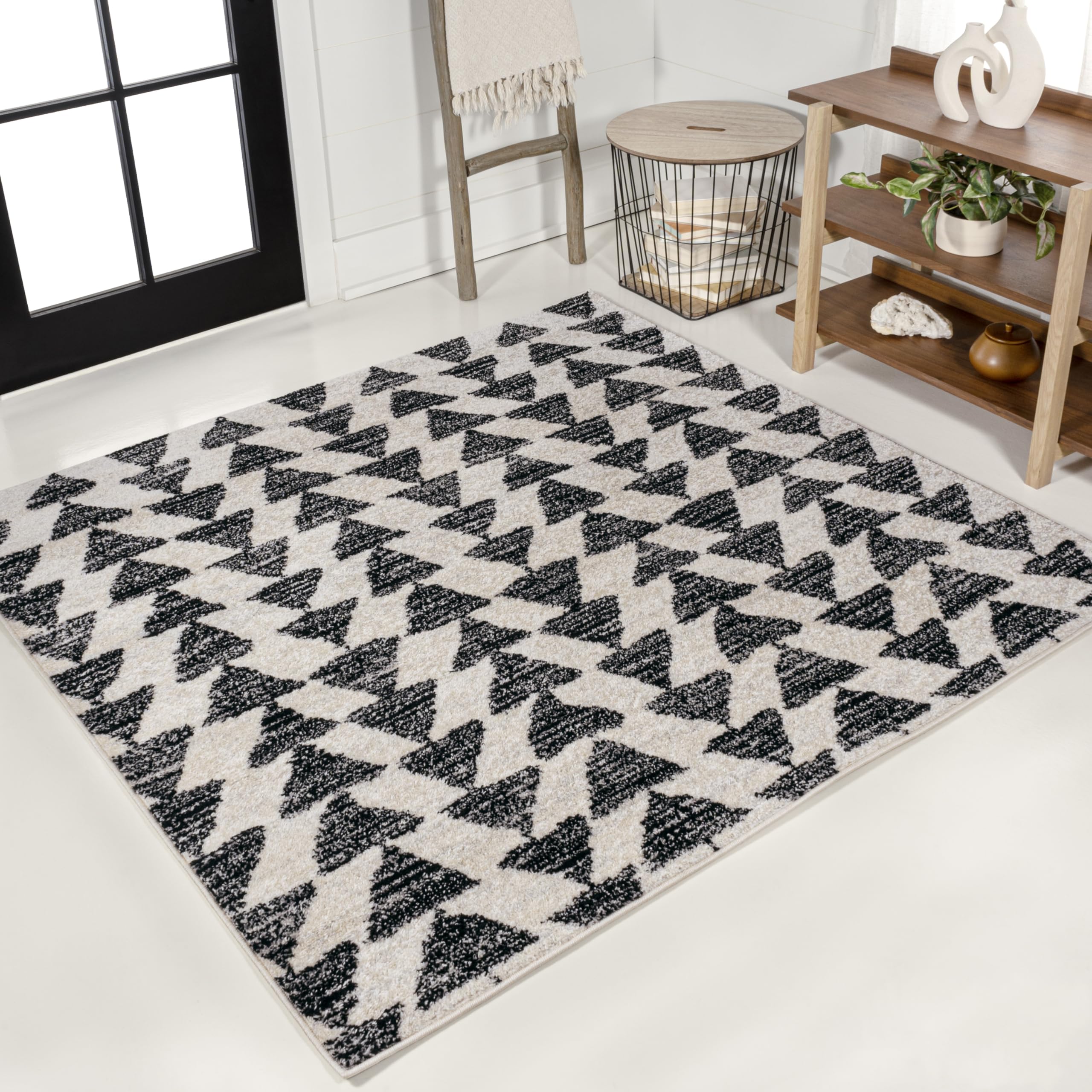 JONATHAN Y MOH206A-4SQ Aisha Moroccan Triangle Geometric Area Rug, Contemporary, Modern, Scandinavian, Minimalistic for Living R