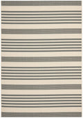SAFAVIEH Courtyard Collection Area Rug - 53 x 77, Grey & Bone, Stripe Design, Non-Shedding & Easy Care, Indoor/Outdoor & Was
