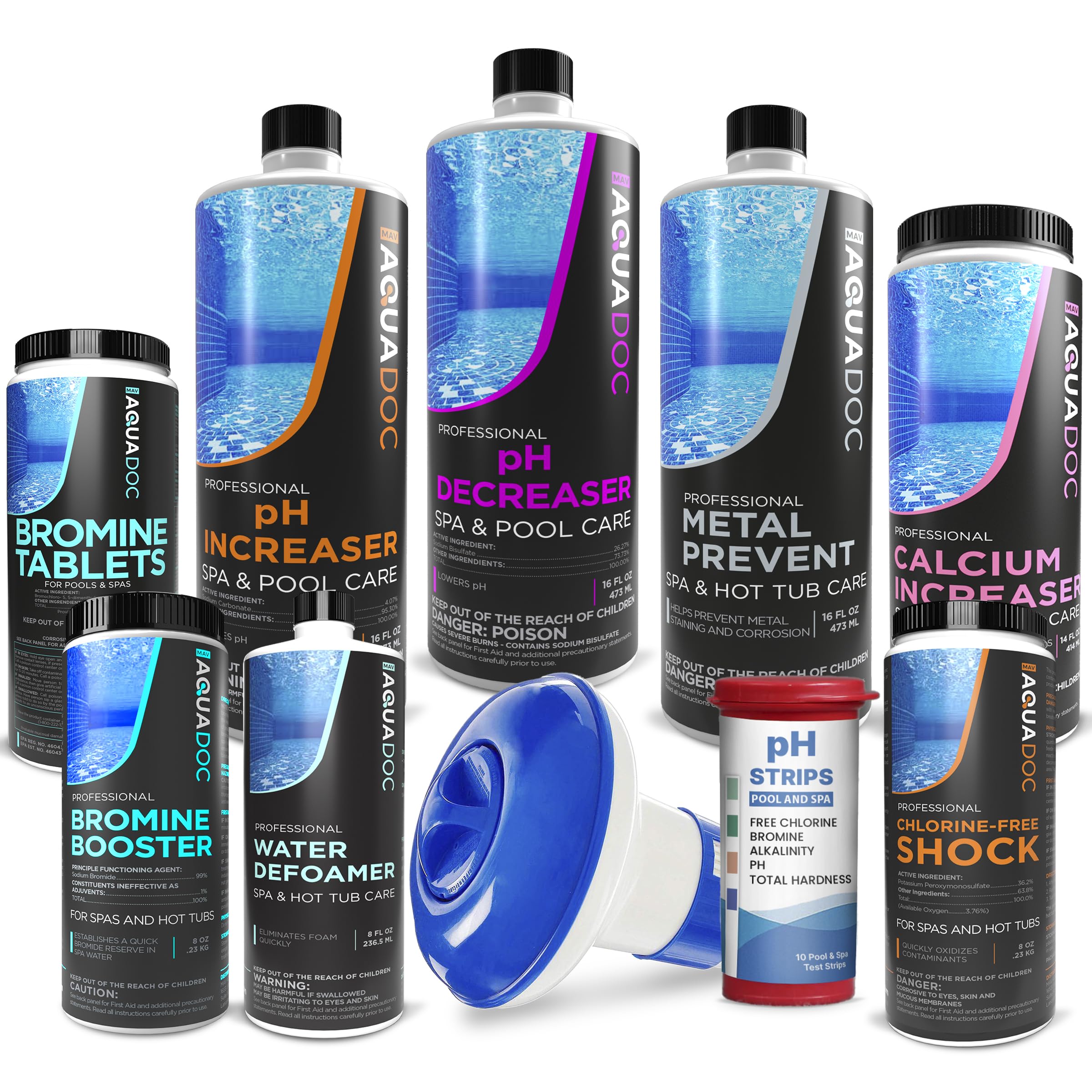 Aquadoc Bromine Hot Tub Starter Kit For Spas, Complete Spa Maintenance Kit With Bromine Tablets & Complete Hot Tub Chemicals Sta