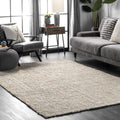 nuLOOM Ashli Solid Farmhouse Jute Area Rug, 3x5, Off-white