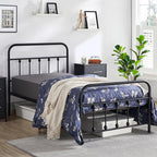 Yaheetech Classic Metal Platform Bed Frame Mattress Foundation With Victorian Style Iron-Art Headboard/Footboard/Under Bed Storage/No Box Spring Needed/Twin Size Black