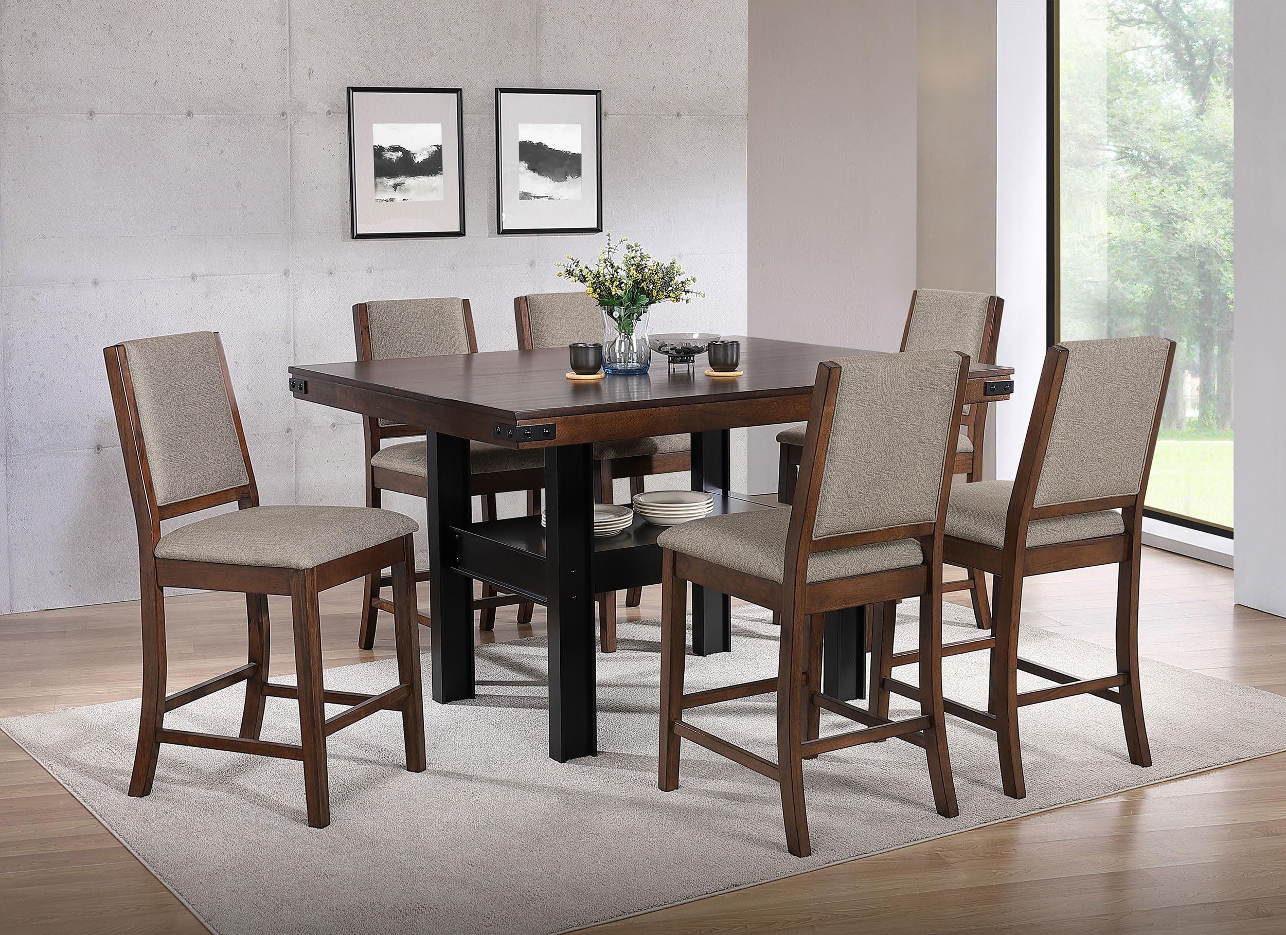 Coaster Home Furnishings Patterson 7-Piece Counter Height Dining Set Mango Oak