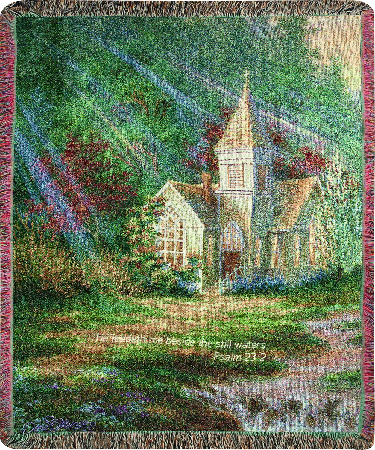Manual Woodworkers & Weavers Tapestry Throw, Be Still Psalm 23:2, 50 X 60