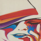 HomeRoots Multicolor 100% Cotton Contemporary Girl with Hat Throw Pillow