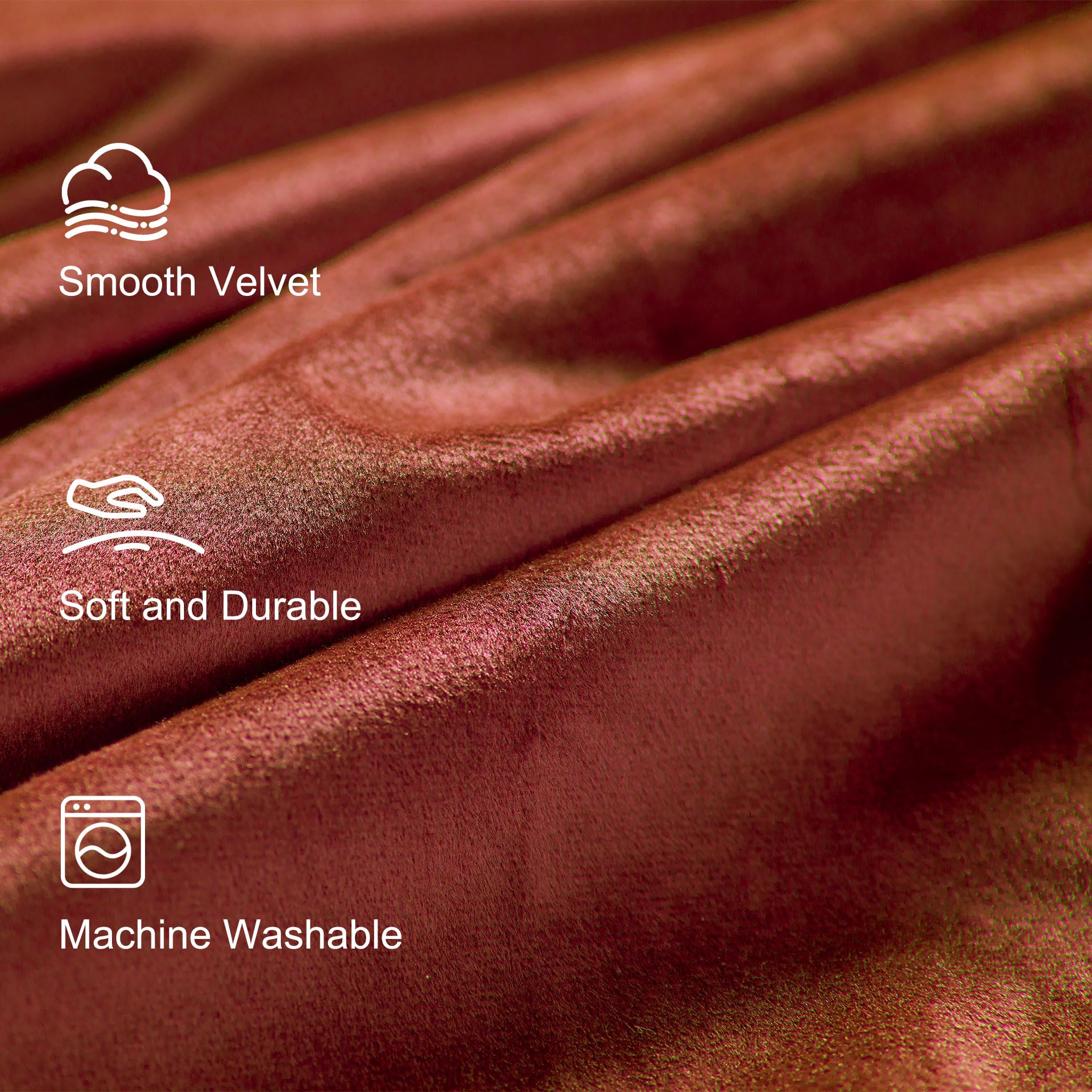 Lazzzy Rust Red Velvet Curtains Room Darkening Thermal Insulated Curtains 90 Inch Length Window Drapes For Bedroom Living Room Super Soft Luxury Rod Pocketwindow Treatment 2 Panels