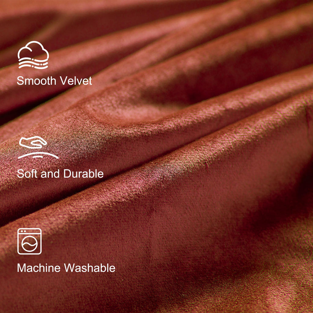 Lazzzy Orange Velvet Curtains Room Darkening Thermal Insulated Curtains 90 Inch Length Window Drapes For Bedroom Living Room Super Soft Luxury Grommetwindow Treatment 2 Panels, Rust Red