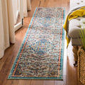 SAFAVIEH Madison Collection Runner Rug - 22 x 22, Grey & Light Blue, Boho Chic Medallion Distressed Design, Non-Shedding & Eas