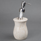 Creative Home Natural Champagne Marble Vase Collection Liquid Soap Lotion Dispenser With Stainless Steel Pump, Beige, 3.3'' Diam
