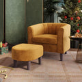 LINSY Accent Chair with Ottoman, Modern Armchair Comfy Barrel Reading Chair with Footrest for Living Room Bedroom Reading Room, 