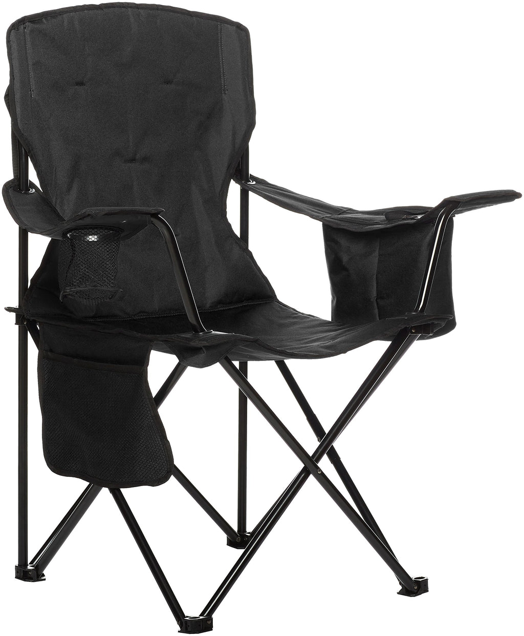 Amazon Basics Folding Camp Chair, Padded, Black, Large