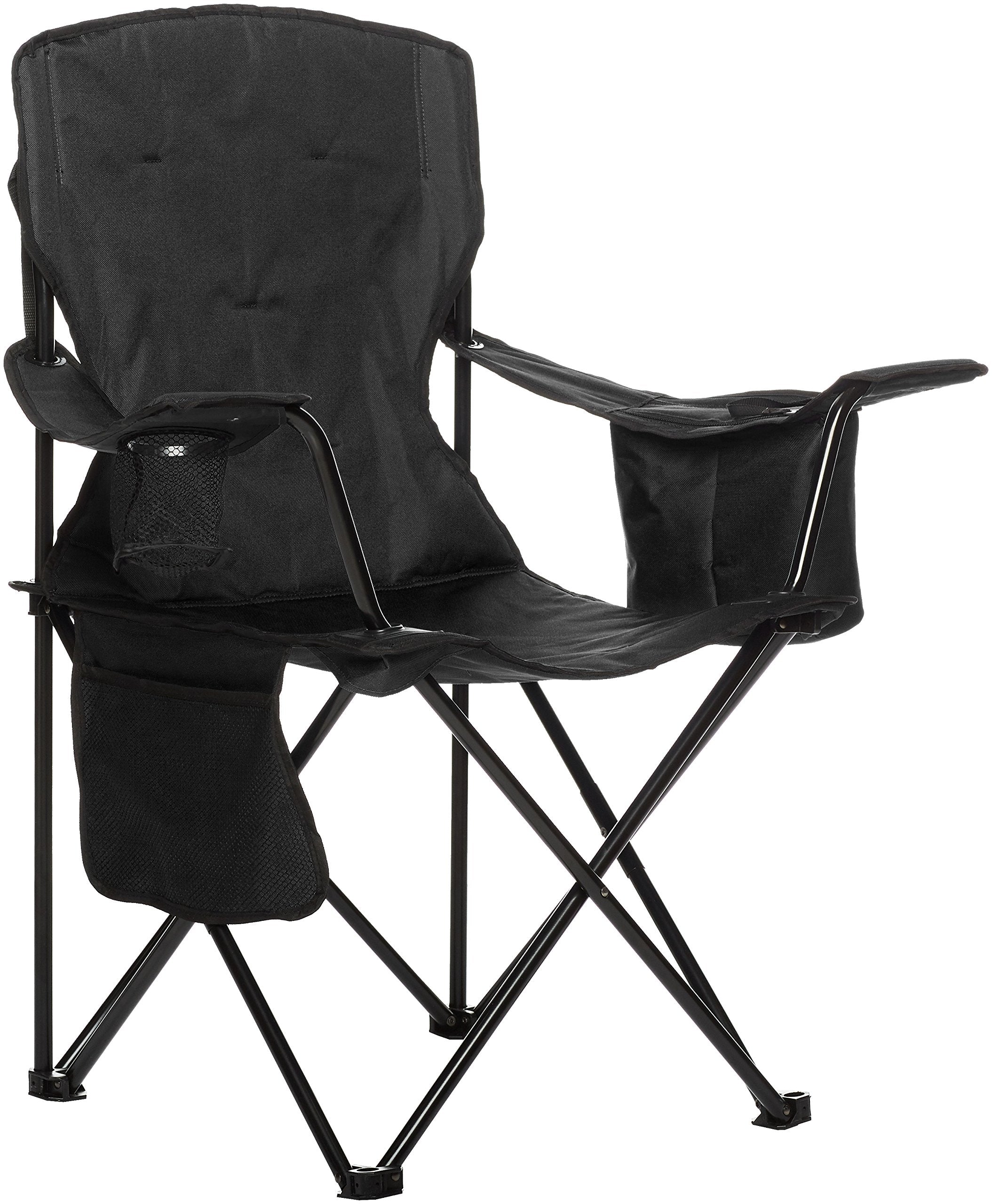 Amazon Basics Folding Camp Chair, Padded, Black, Large