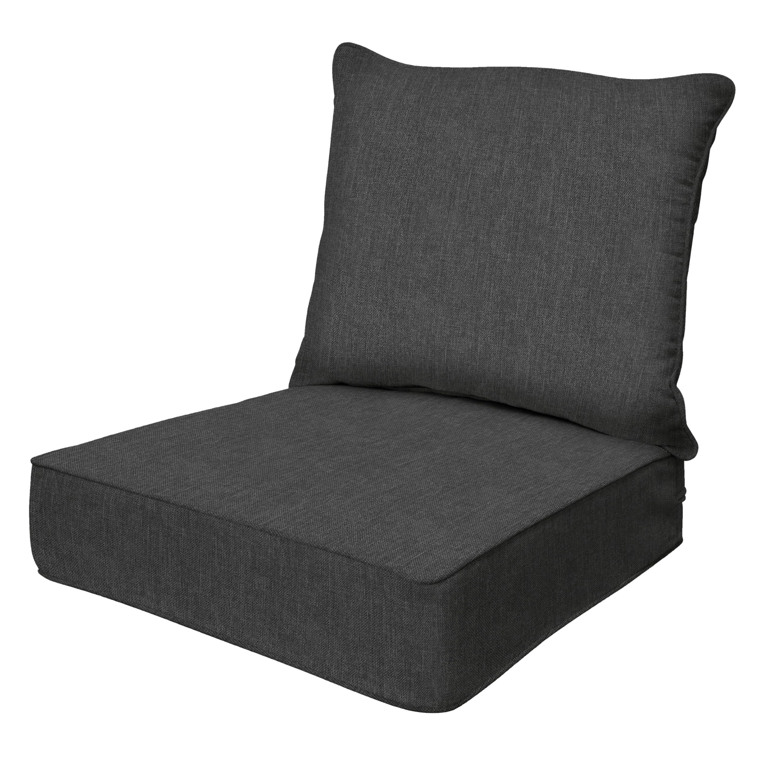 Honeycomb Outdoor Deep Seat, 24' W X 23' D, Textured Solid Charcoal Grey Outdoor Chair Cushion