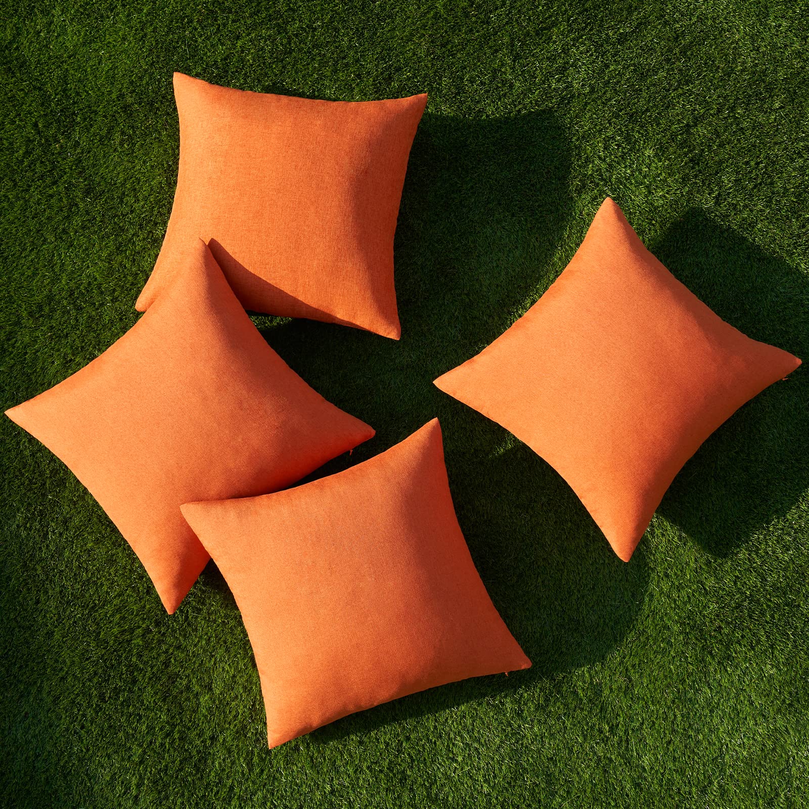 Miulee Pack Of 4 Decorative Throw Pillow Covers Outdoor Linen Waterproof Pillow Covers Farmhouse Cushion Cases For Patio Garden Tent Balcony Couch Sofa 16X16 Inch Orange