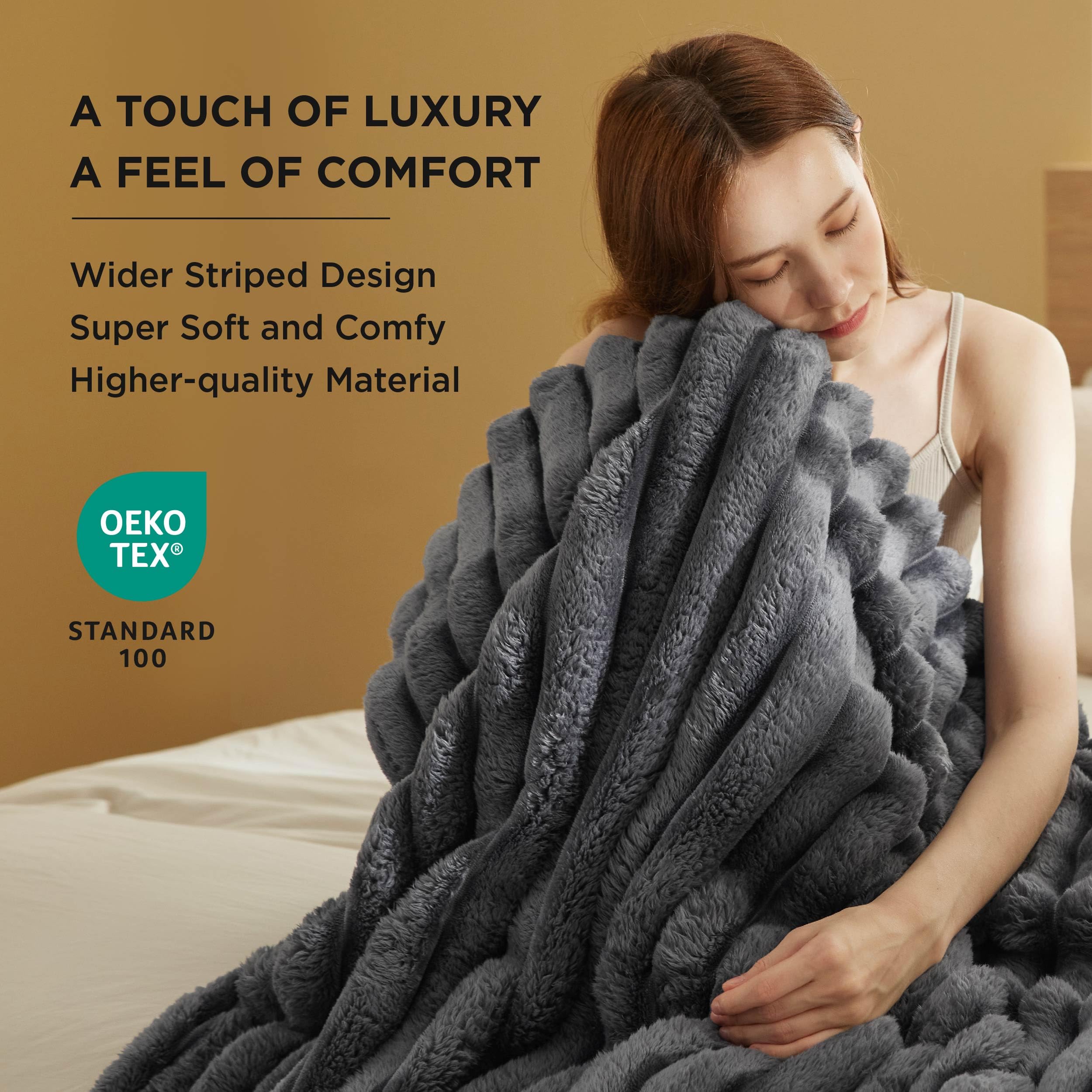 Bedsure Throw Blanket For Couch - Super Soft Cozy Blankets For Women, Cute Small Fleece Blanket For Girls,Grey,50X60 Inches, Wid