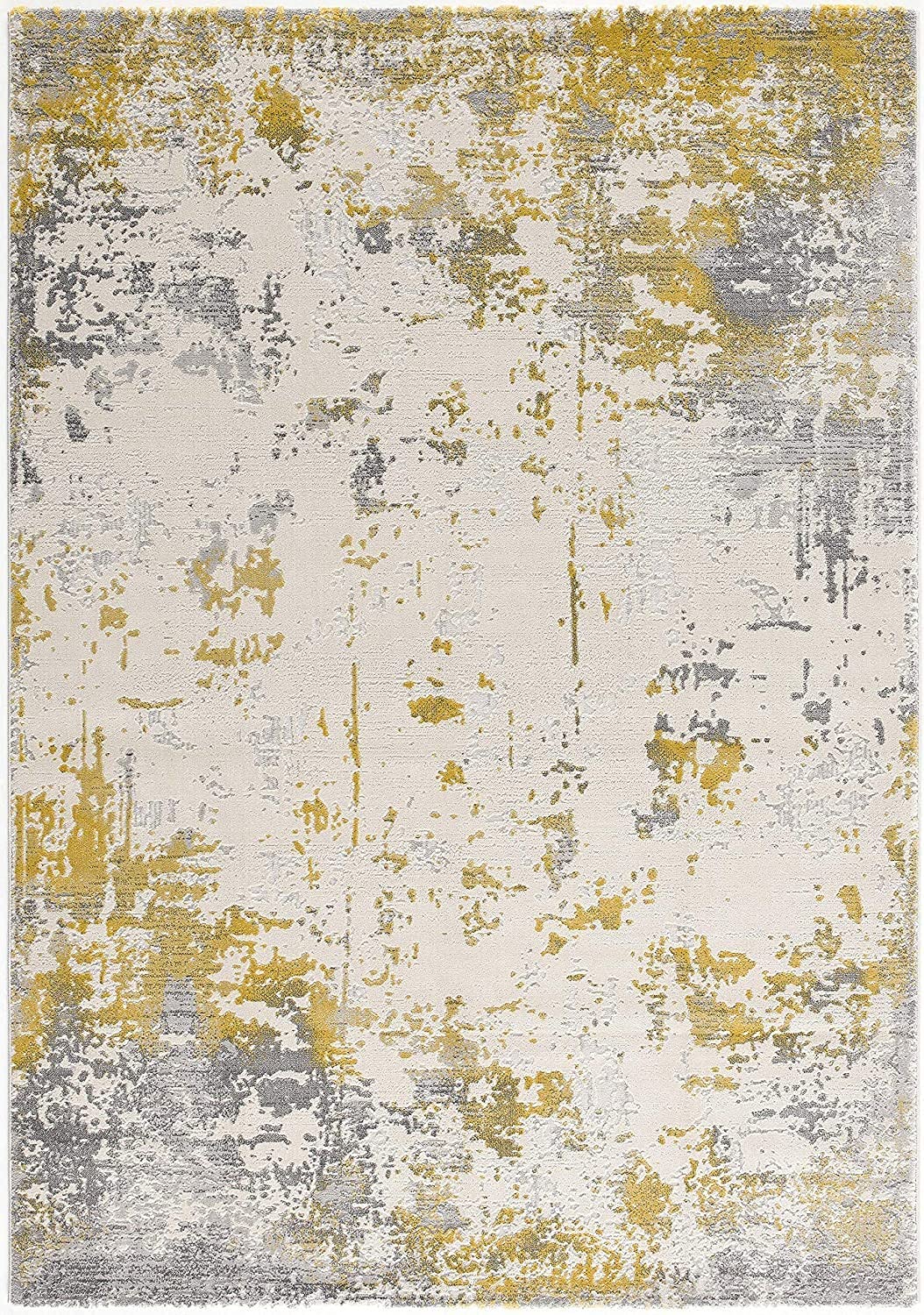 HomeRoots 100% High Grade Polypropylene 2â€ x 20â€ Gold and Gray Abstract Runner Rug