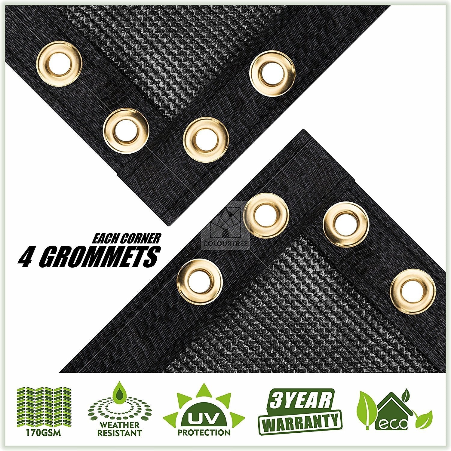 Colourtree Customized Size Fence Screen Privacy Screen Black 6' X 51' - Commercial Grade 170 Gsm - Heavy Duty - 3 Years Warranty - Cable Zip Ties Included