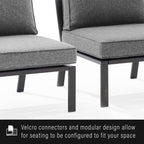 Crosley Furniture Clark Outdoor Sectional Left Side Loveseat, 2-Person Patio Couch For Deck, Backyard, Matte Black With Charcoal Cushions