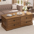 Lareth Coffee Table with Storage, 47.2 in Rustic Wooden Center Table with 4 Drawers for Living Room, Easy Assembly Rectangle Hom