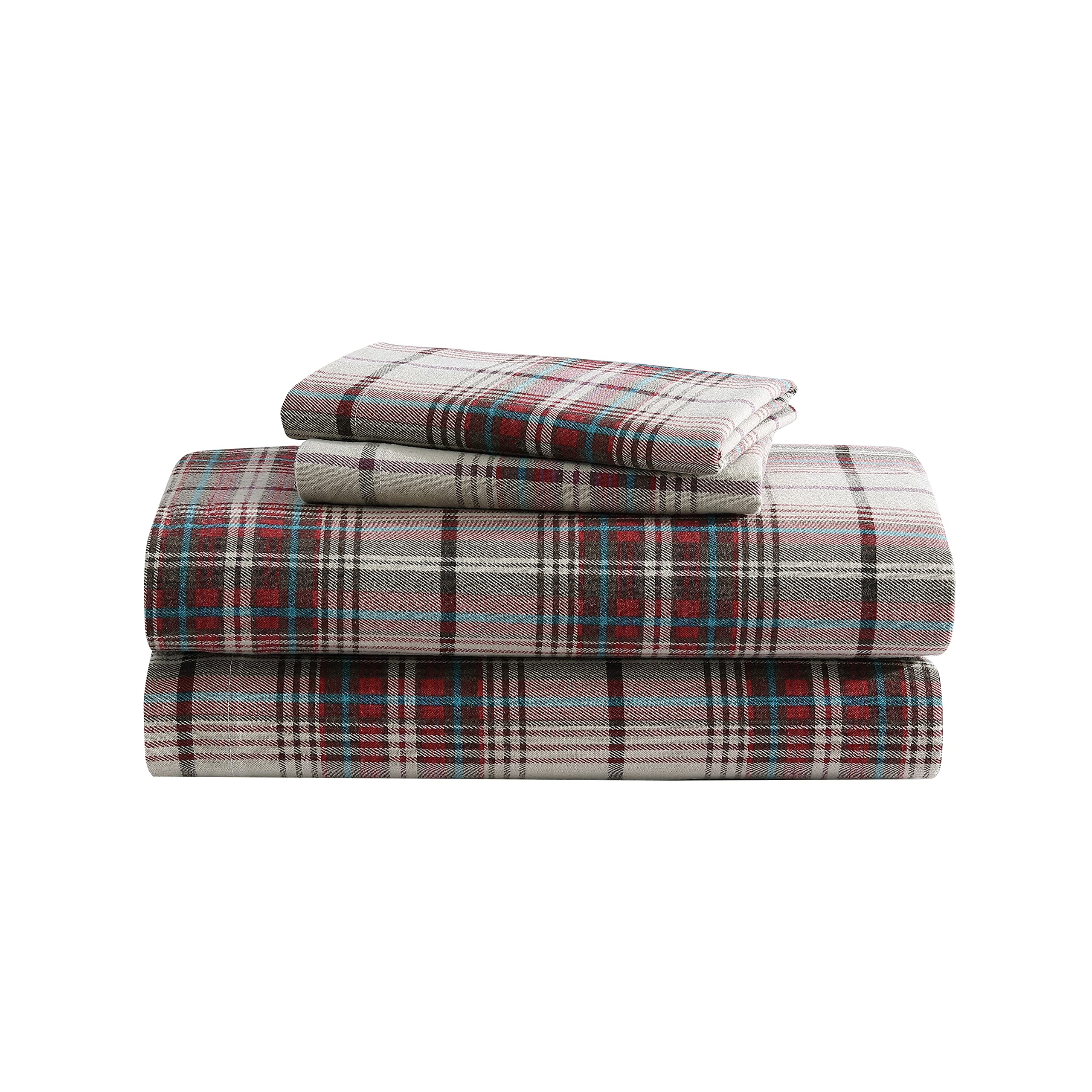 Eddie Bauer - King Sheets, Cotton Flannel Bedding Set, Brushed For Extra Softness, Cozy Home Decor (Montlake Plaid, King)