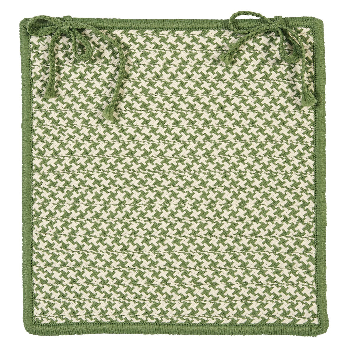 Colonial Mills OT68 Print Party Ovals Outdoor Houndstooth Tweed Chair Pad, 15 by 15-Inch, Leaf Green, 4-Pack