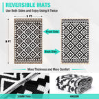 Haushof 5'X8' Outdoor Rug Waterproof With Led Strip Light, Reversible Outdoor Plastic Straw Rug, Patio Rug With 4 Rug Stakes, Outdoor Carpet Mat For Rv, Camping, Beach, Porch, Balcony, Black&White