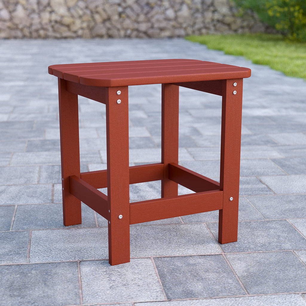 Flash Furniture Charlestown Tiered Commercial Poly Resin Adirondack Side Table - Red - All-Weather - Indoor/Outdoor