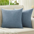 Anickal Set Of 2 Grey Blue Pillow Covers 16X16 Inch Rustic Linen Square Decorative Throw Pillow Covers For Sofa Couch Farmhouse
