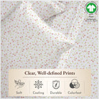 California Design Den King Floral Sheet Set, 100% Organic Cotton Percale Sheets, Deep Pocket King Sheets & Pillowcase Set - Floral