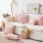 Home Brilliant Decorative Pillow Covers 18X18 Throw Pillow Covers Lined Linen Cushion Covers For Bed Couch Barbie, Set Of 2, 18