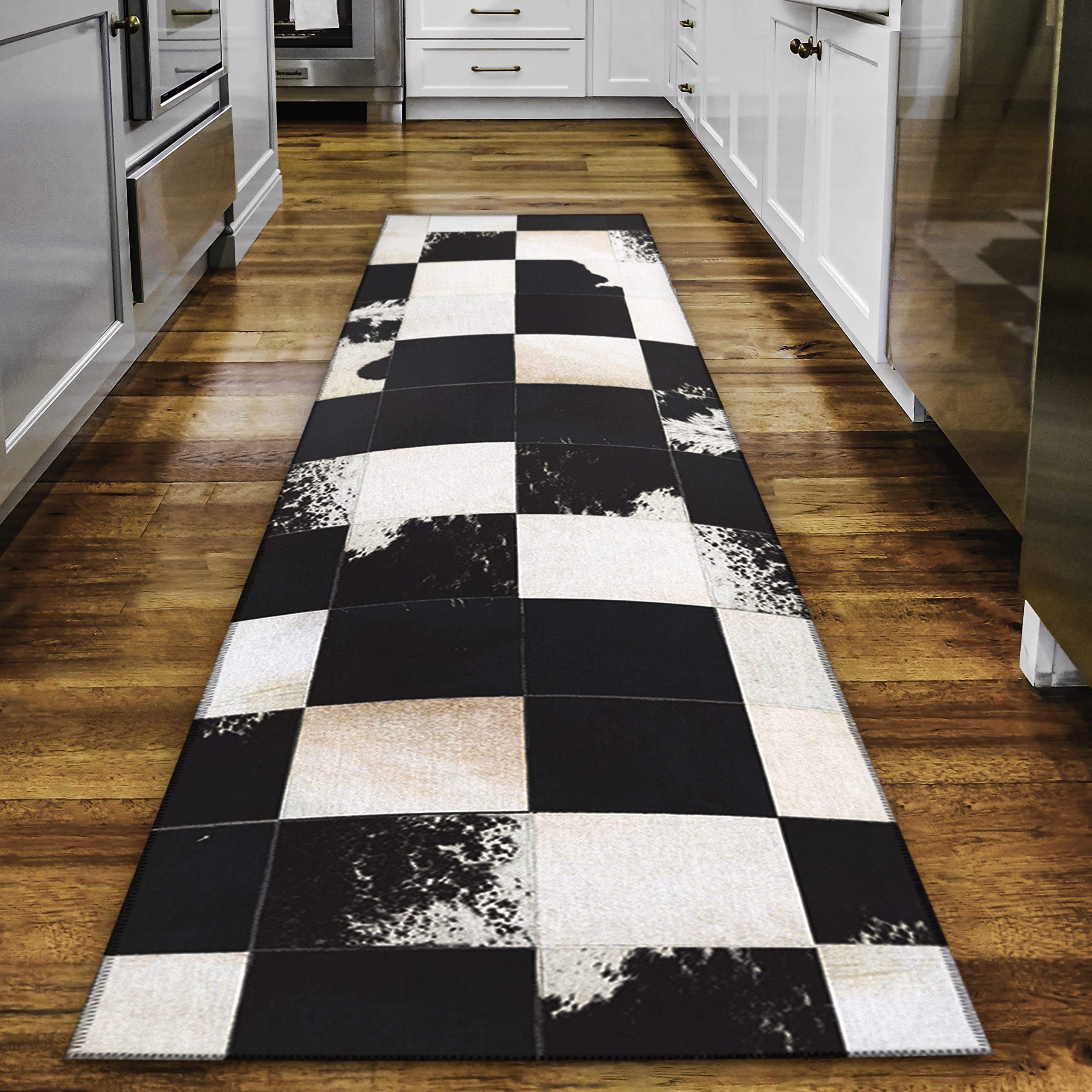Dalyn Rugs Durango Patchwork Faux Cowhide Ss10 Midnight 2'3" X 10'