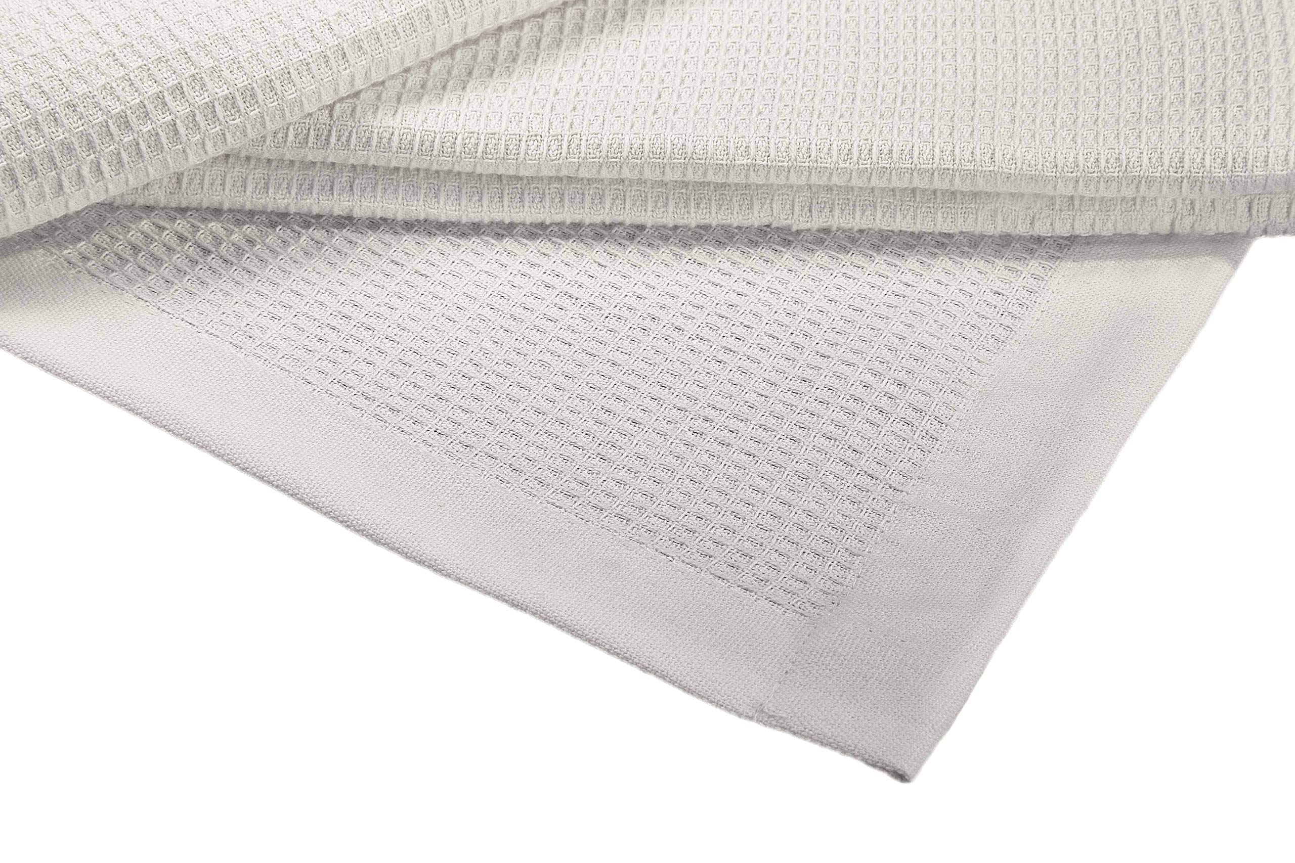 Crover Collection All Season Thermal Waffle Cotton Queen Blanket 90'X90' Glacier Grey With Deep Plain Edge Border Durable And