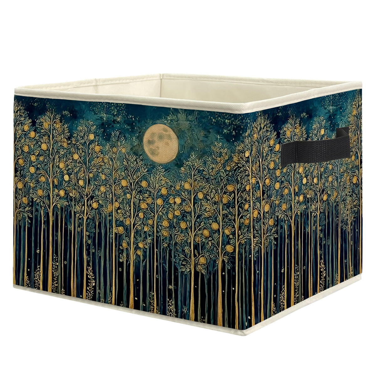EVIHCG Enchanted Moon Night Forest Storage Bins Box with Handles, Vintage Botanical Nature Landscape Laundry Basket Hamper Cloth