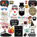 Birthday Photo Booth Props - 41-pc Photo Prop Kit with 8 x 10-Inch Sign, 60 Adhesive Pads, 45 Sticks - Birthday Photo Props - Bi