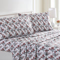 Modern Threads Printed 4-Piece Extra Soft Bedding Sheets & Pillowcase Set, Deep Pocket Up To 16 Inch Mattress Rose Bloom Queen