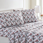 Modern Threads Printed 4-Piece Extra Soft Bedding Sheets & Pillowcase Set, Deep Pocket Up To 16 Inch Mattress Rose Bloom King