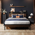 LIKIMIO Full Bed Frame with Headboard, Dark Wood Camas Full with Strong Supports, Sturdy, Noise-Free, No Box Spring Needed, Dark