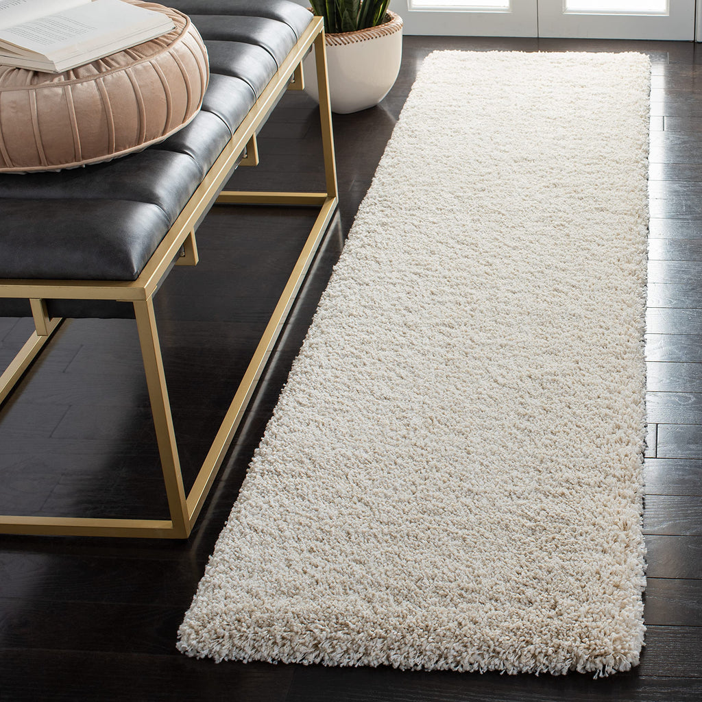 SAFAVIEH Milan Shag Collection Runner Rug - 2' x 12', Ivory, Solid Design, Non-Shedding & Easy Care, 2-inch Thick Ideal for High