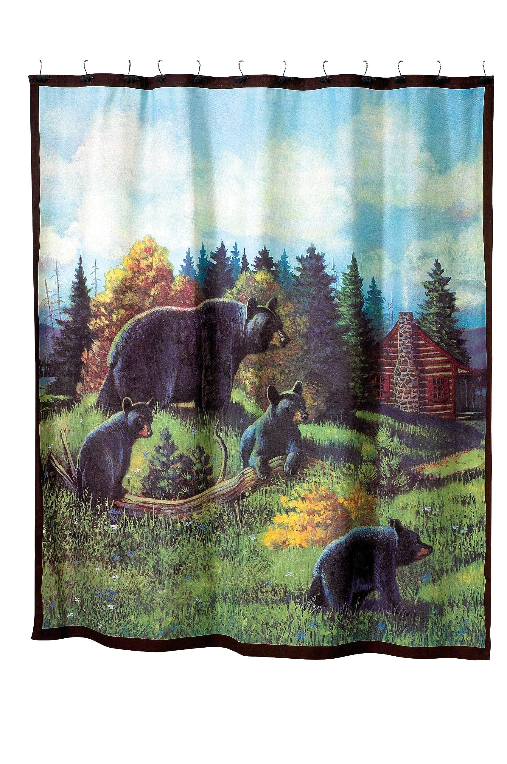 Avanti Linens - Fabric Shower Curtain, Animal Inspired Bathroom Decor (Black Bear Lodge Collection, 72')